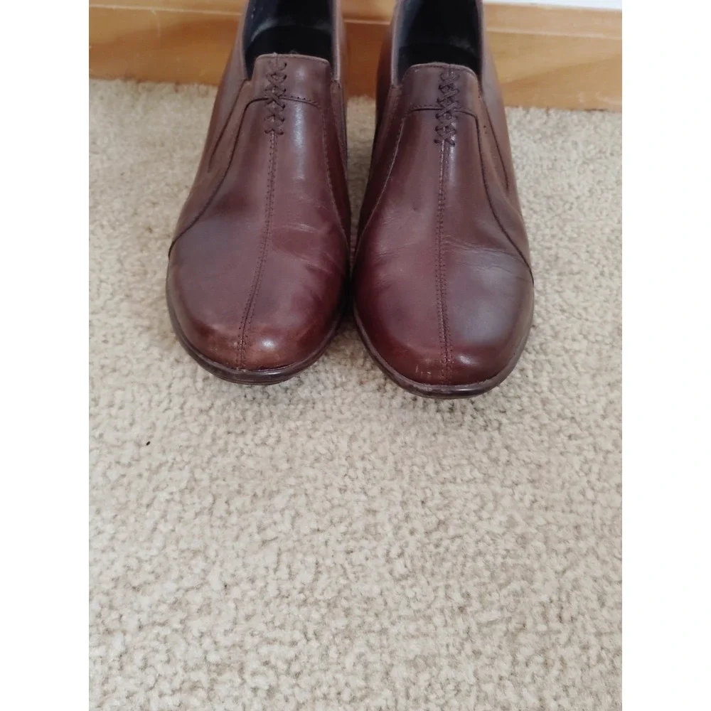 Clarks Unstructured Un.Loop‎ 80443 Women 7 Brown Leather Slip‑On Comfort Shoes